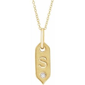 14K Yellow Initial S .05 CT Natural Diamond 16-18" Necklace - BN & CO JEWELRY