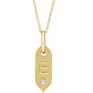 14K Yellow Initial E .05 CT Natural Diamond 16-18" Necklace - BN & CO JEWELRY