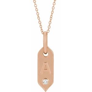 14K Rose Initial A .05 CT Natural Diamond 16-18" Necklace - BN & CO JEWELRY