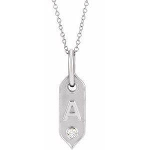 14K White Initial A .05 CT Natural Diamond 16-18" Necklace - BN & CO JEWELRY