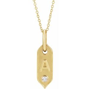 14K Yellow Initial A .05 CT Natural Diamond 16-18" Necklace - BN & CO JEWELRY