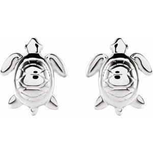 Sterling Silver 8.8x7.4 mm Turtle Earrings - BN & CO JEWELRY