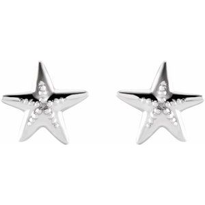 Sterling Silver 6.7x6.6 mm Starfish Earrings - BN & CO JEWELRY