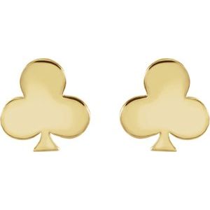 14K Yellow 8.8x8.5 mm Club Earrings - BN & CO JEWELRY