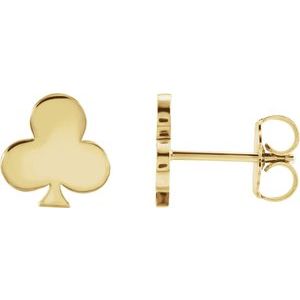 14K Yellow 8.8x8.5 mm Club Earrings - BN & CO JEWELRY