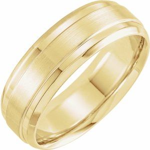 10K Yellow 7 mm Beveled-Edge Band with Satin Finish - BN & CO JEWELRY