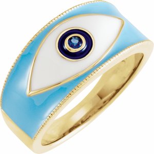 14K Yellow Blue Sapphire Evil Eye Ring - BN & CO JEWELRY