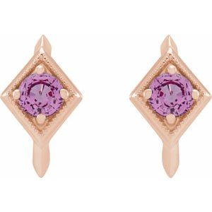 14K Rose Natural Pink Sapphire Geometric Hoop Earrings - BN & CO JEWELRY