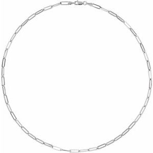 14K White 3.85 mm Elongated Flat Link 20" Chain - BN & CO JEWELRY