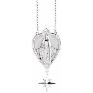 Sterling Silver 23.8x15.7 mm Miraculous Mary 18" Necklace - BN & CO JEWELRY