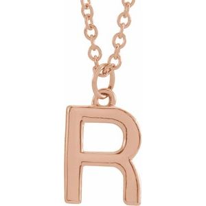 14K Rose Initial R Dangle 18" Necklace - BN & CO JEWELRY