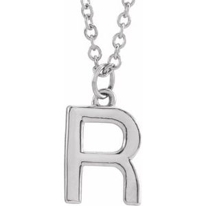 Sterling Silver Initial R Dangle 18" Necklace - BN & CO JEWELRY