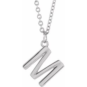 Sterling Silver Initial M Dangle 18" Necklace - BN & CO JEWELRY