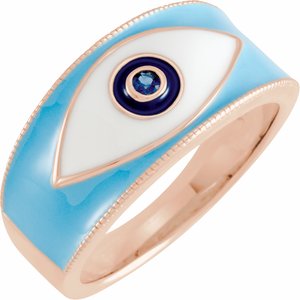 14K Rose Blue Sapphire Evil Eye Ring - BN & CO JEWELRY