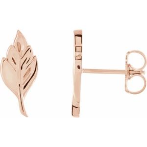 14K Rose 13x5.8 mm Leaf Earrings - BN & CO JEWELRY