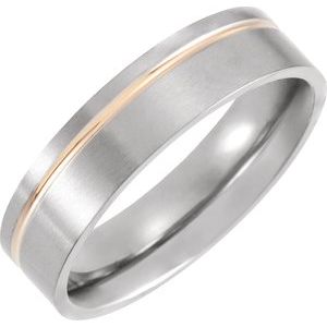 Titanium & 18K Rose Gold PVD 6 mm Grooved Band Size 7 - BN & CO JEWELRY