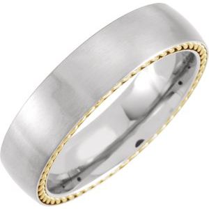 Titanium 6 mm Domed Band with Yellow Gold PVD Steel Rope Inlay Size 10 - BN & CO JEWELRY