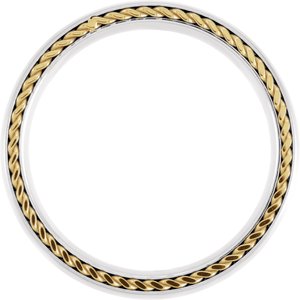Titanium 6 mm Domed Band with Yellow Gold PVD Steel Rope Inlay Size 10.5 - BN & CO JEWELRY