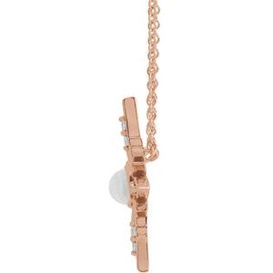 14K Rose Natural Rainbow Moonstone & .08 CTW Natural Diamond Celestial 16-18" Necklace - BN & CO JEWELRY