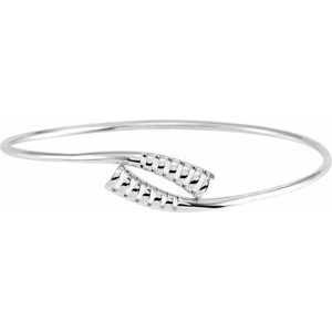 14K White 16.5 mm Bypass Bangle 7" Bracelet - BN & CO JEWELRY
