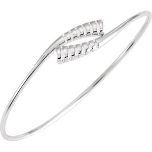14K White 16.5 mm Bypass Bangle 7" Bracelet - BN & CO JEWELRY