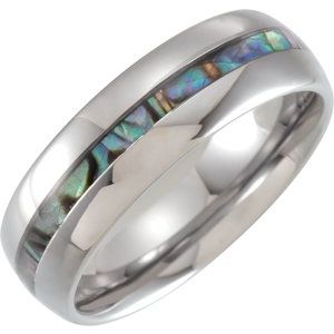 Tungsten 8 mm Domed Band with Pearl Shell Inlay Size 8 - BN & CO JEWELRY