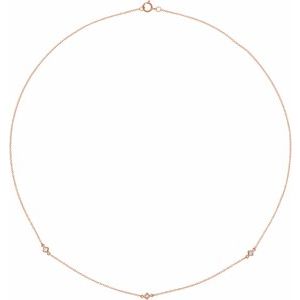 14K Rose 1/6 CTW Natural Diamond 3-Station 18" Necklace - BN & CO JEWELRY