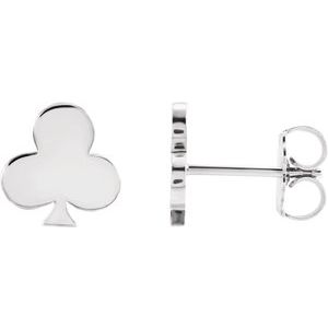 14K White 8.8x8.5 mm Club Earrings - BN & CO JEWELRY