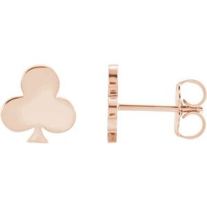14K Rose 8.8x8.5 mm Club Earrings - BN & CO JEWELRY