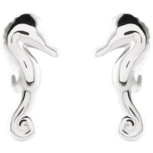 Sterling Silver 9.2x4.3 mm Seahorse Earrings - BN & CO JEWELRY