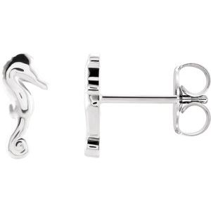 Sterling Silver 9.2x4.3 mm Seahorse Earrings - BN & CO JEWELRY