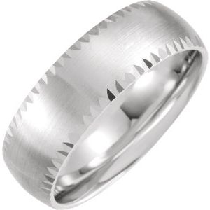 14K White 7 mm Faceted Edge Band with Satin Finish - BN & CO JEWELRY