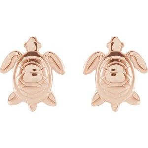 14K Rose 8.8x7.4 mm Turtle Earrings - BN & CO JEWELRY