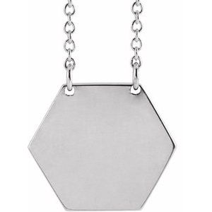 Sterling Silver 14 mm Engravable Hexagon 16" Necklace - BN & CO JEWELRY
