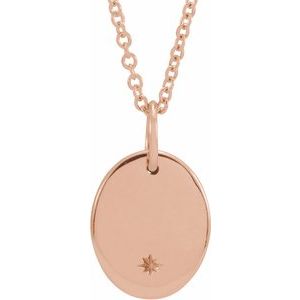 14K Rose Oval Engravable Starburst 16-18" Necklace - BN & CO JEWELRY