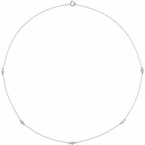 14K White 1/4 CTW Natural Diamond 5-Station 16" Necklace - BN & CO JEWELRY