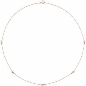 14K Rose 1/4 CTW Natural Diamond 5-Station 16" Necklace - BN & CO JEWELRY