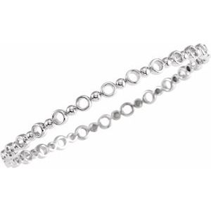 14K White 4.4 mm Geometric Bangle 7" Bracelet - BN & CO JEWELRY