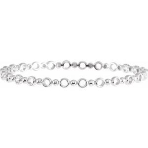 14K White 4.4 mm Geometric Bangle 7" Bracelet - BN & CO JEWELRY
