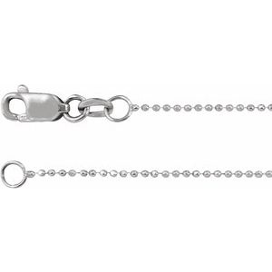 14K White 1 mm Hollow Diamond-Cut Bead 20" Chain - BN & CO JEWELRY