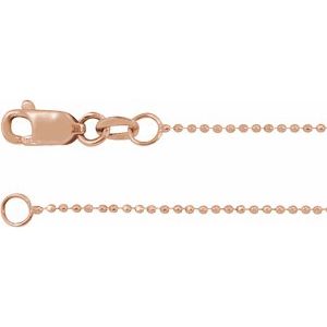 14K Rose 1 mm Hollow Diamond-Cut Bead 18" Chain - BN & CO JEWELRY