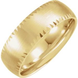 14K Yellow 7 mm Faceted Edge Band with Satin Finish - BN & CO JEWELRY