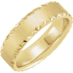 14K Yellow 6 mm Scalloped Edge Band with Satin Finish Size 10 - BN & CO JEWELRY