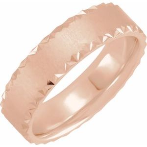 14K Rose 6 mm Scalloped Edge Band with Satin Finish Size 10 - BN & CO JEWELRY