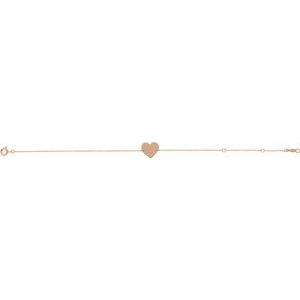 14K Rose Heart 7-8" Bracelet - BN & CO JEWELRY