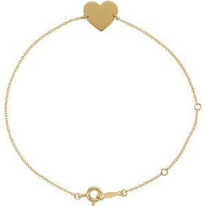 18K Yellow Gold-Plated Sterling Silver Heart 7-8" Bracelet - BN & CO JEWELRY