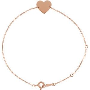 14K Rose Heart 7-8" Bracelet - BN & CO JEWELRY
