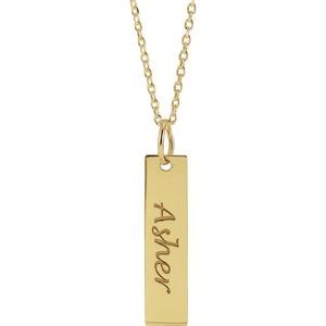 14K Yellow 20x5 mm Engravable Bar 16-18" Necklace - BN & CO JEWELRY