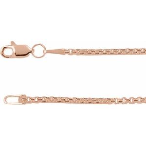 14K Rose 1.8 mm Rounded Box Chain 7" Bracelet - BN & CO JEWELRY