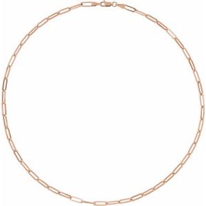 14K Rose 3.85 mm Elongated Flat Link 18" Chain - BN & CO JEWELRY